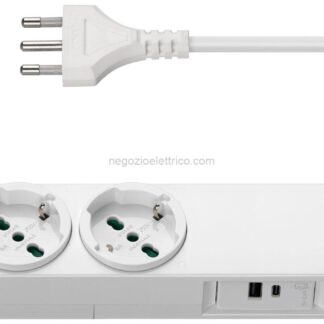VIW01296.2USB.CC.B Presa multipla 4 univ.+USBA+USBC bianco