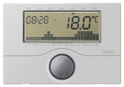 VIW01910.20 Cronotermostato a batt. parete silver