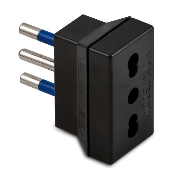 MST05610 Adatt.Sempl.Bipresa 10A+T Nero