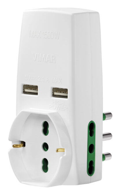 VIW0P00333.B Adattatore S17+2P17/11+univ.+2USB bianco