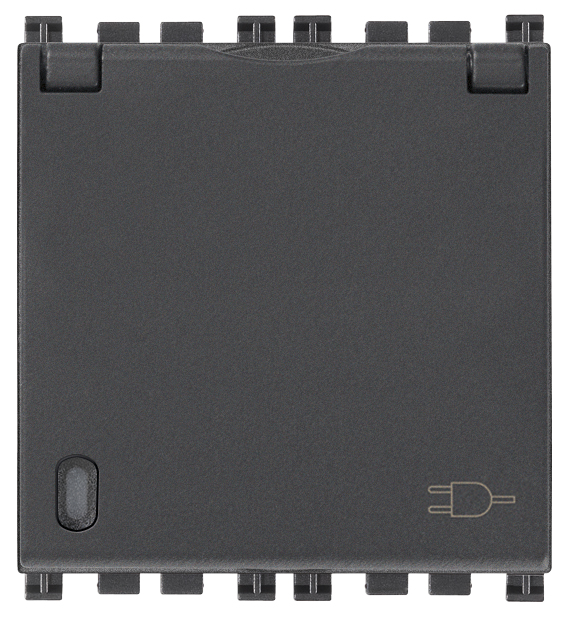 VIW19208.C Presa SICURY 2P+T 16A DE + coper. grigio