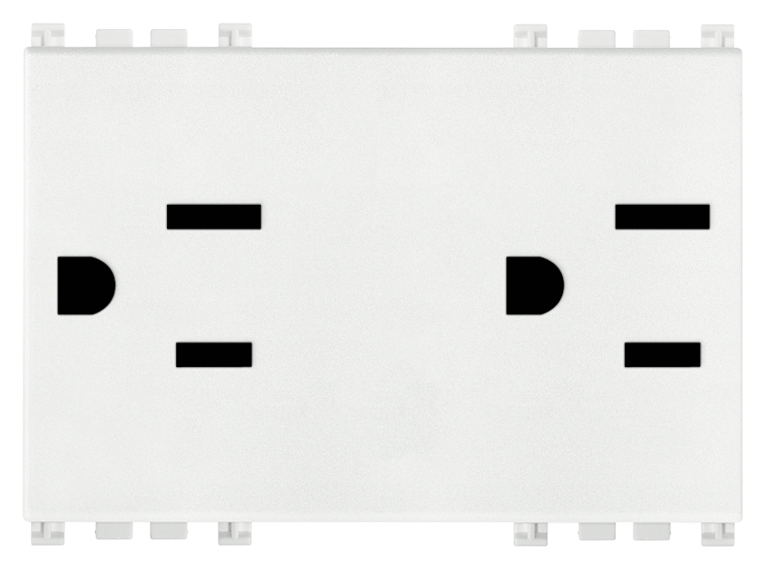 VIW19243.B 2 prese SICURY 2P+T 15A USA+SASO bianco