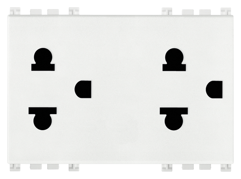 VIW19249.B Due prese SICURY 2P+T 16A USA+EU bianco