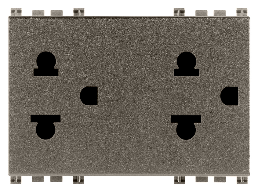 VIW19249.M Due prese SICURY 2P+T 16A USA+EU Metal