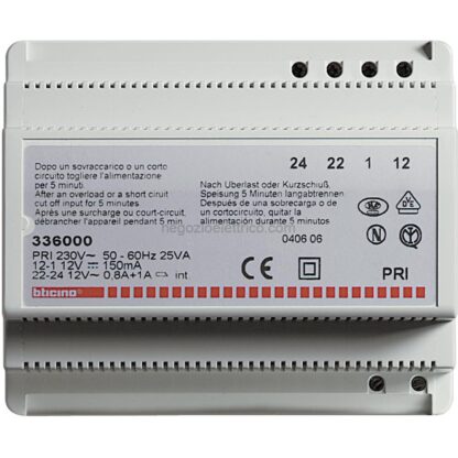 BTI336000 Alimentatore per impianti 8 fili plurifamiliari intercomunicanti