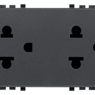 VIW20249 Due prese SICURY 2P+T 16A USA+EU grigio