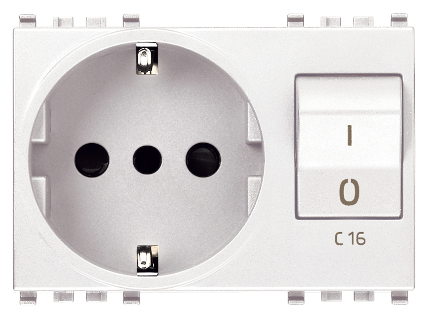 VIW20276.B Presa 2P+T 16A P30 intb+MT C16 bianco