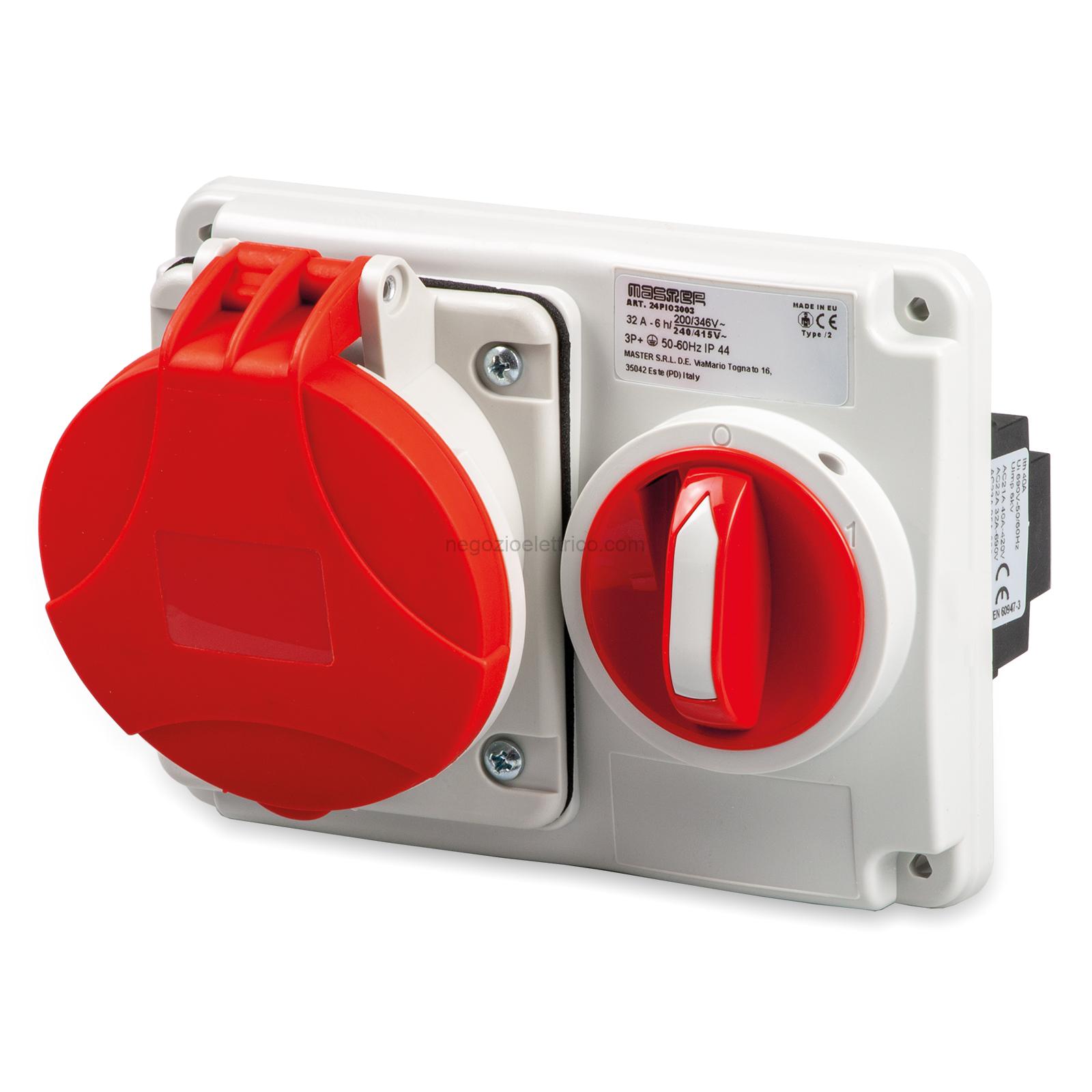 MST24PIO3003 Pr.Int.Or.3P+T 32A 380V 6h ROSSA IP44