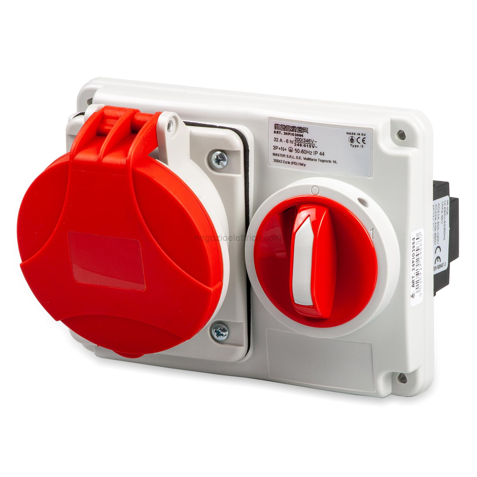 MST24PIO3004 Pr.Int.Or.3P+N+T 32A 380V 6h ROSSA IP44