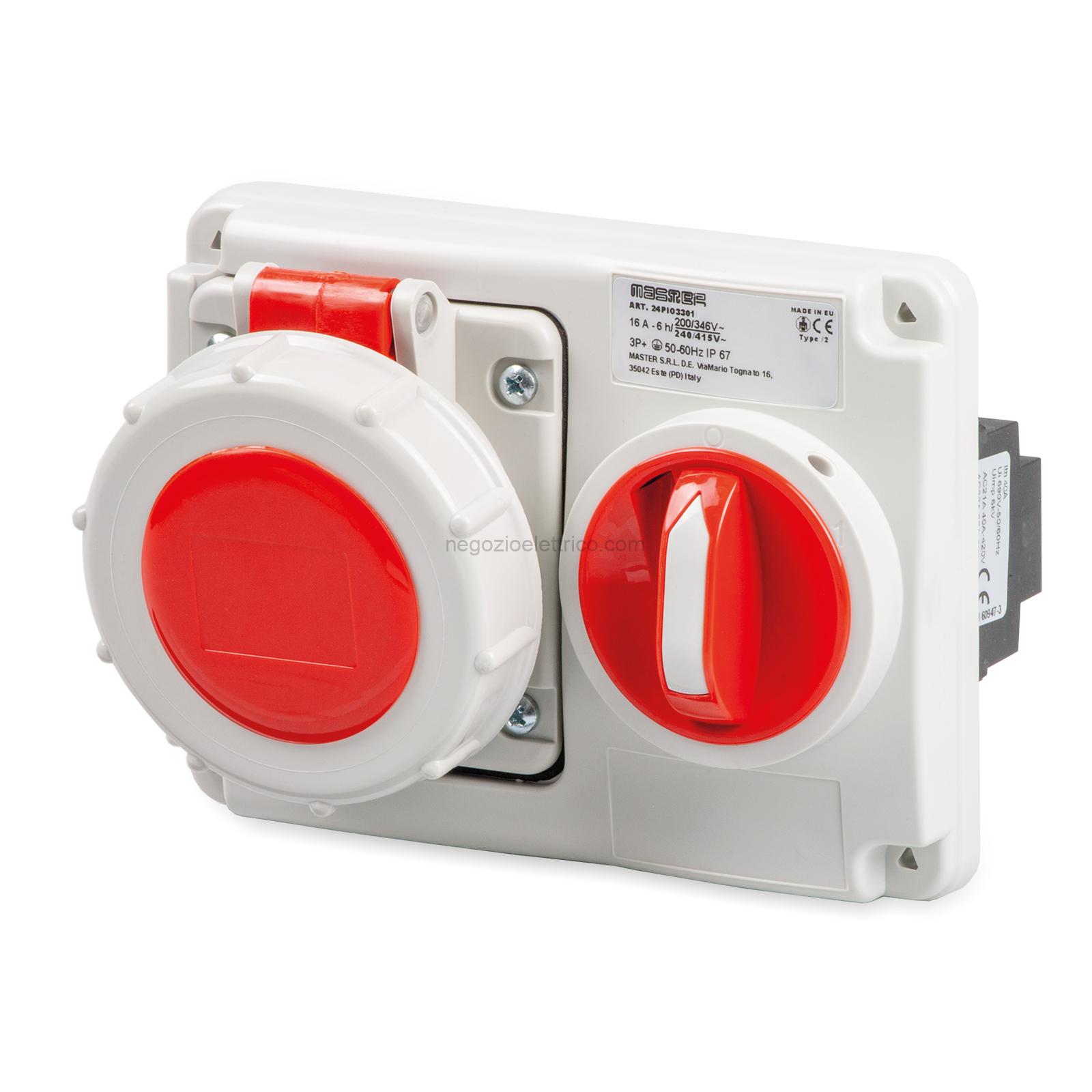 MST24PIO3301 Pr.Int.Or.3P+T 16A 380V 6h ROSSA IP67