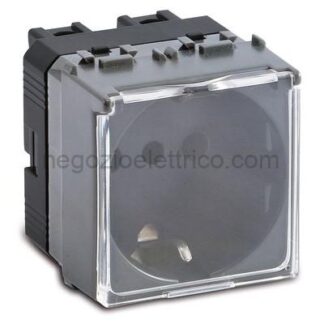 MST33174 STEEL Presa P30 Schuko 2P+T con portello