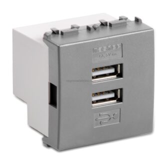 MST33213.2 STEEL Alimentatore 2 USB 5V 4A 2M.