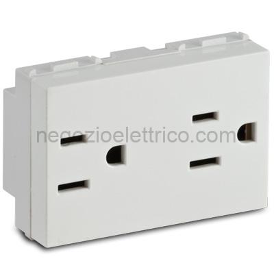 MSTAS36186.2 Presa amer.doppia 2P+T 15A 127V BIANCO