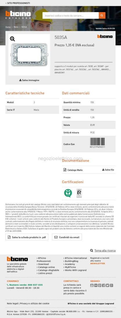 BTI503SA matix - supporto a 3 moduli - immagine 4