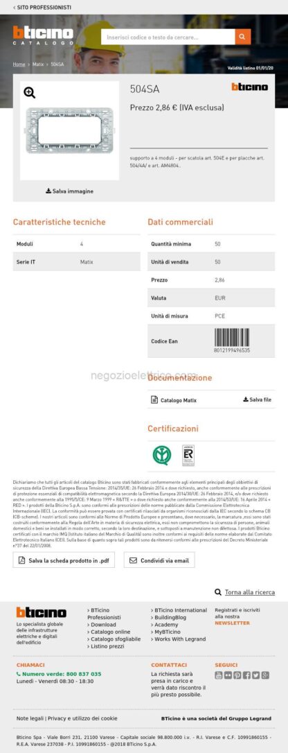 BTI504SA matix - supporto a 4 moduli - immagine 4