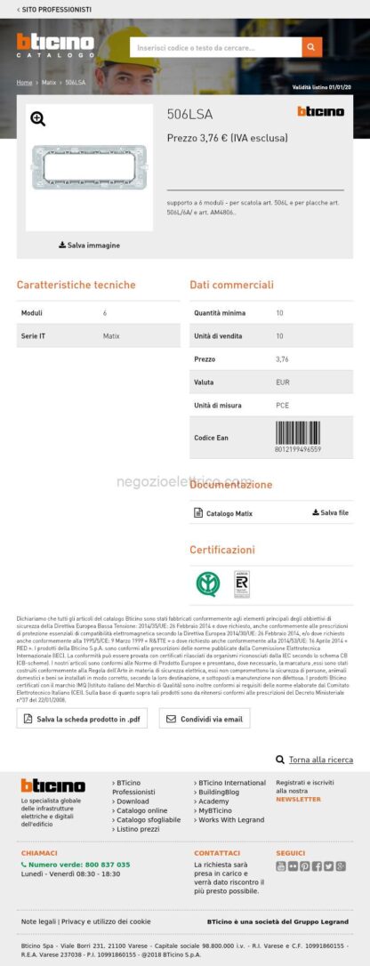 BTI506LSA matix - supporto a 6 moduli - immagine 4
