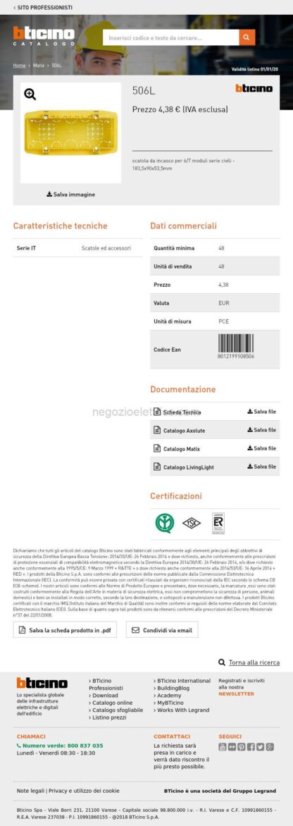 BTI506L scatole - da incasso a 7/6 posti in linea - immagine 4