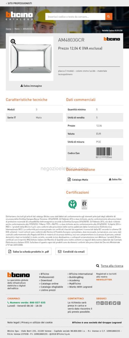 BTIAM4803GCR matix - placca 3p cromo lucido - immagine 4