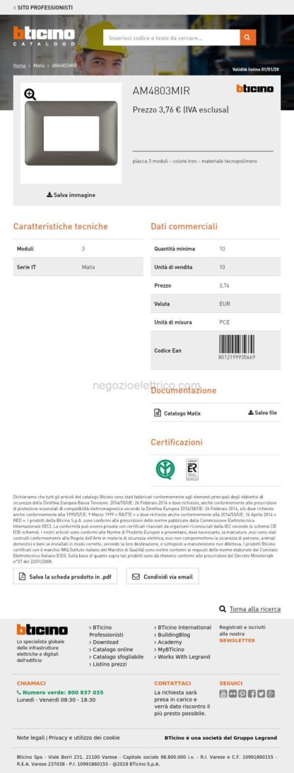 BTIAM4803MIR matix - placca 3p iron - immagine 4