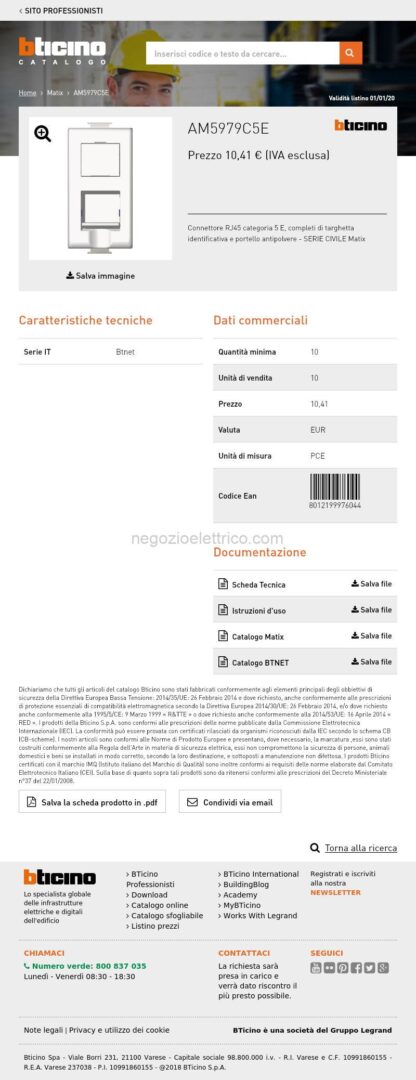 BTIAM5979C5E btnet - matix RJ45 toolless UTP cat5E - immagine 3