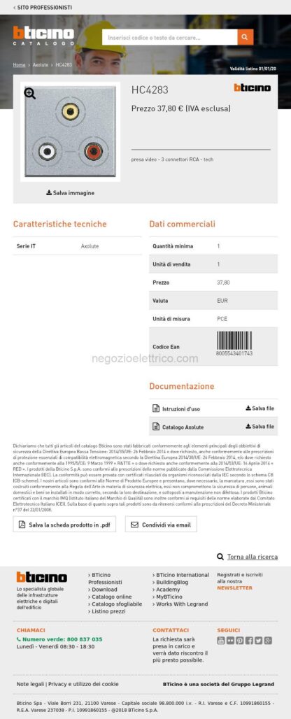 BTIHC4283 Axolute - presa video RCAx3 - immagine 3