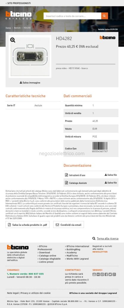 BTIHD4282 Axolute - presa video HD15 - immagine 3