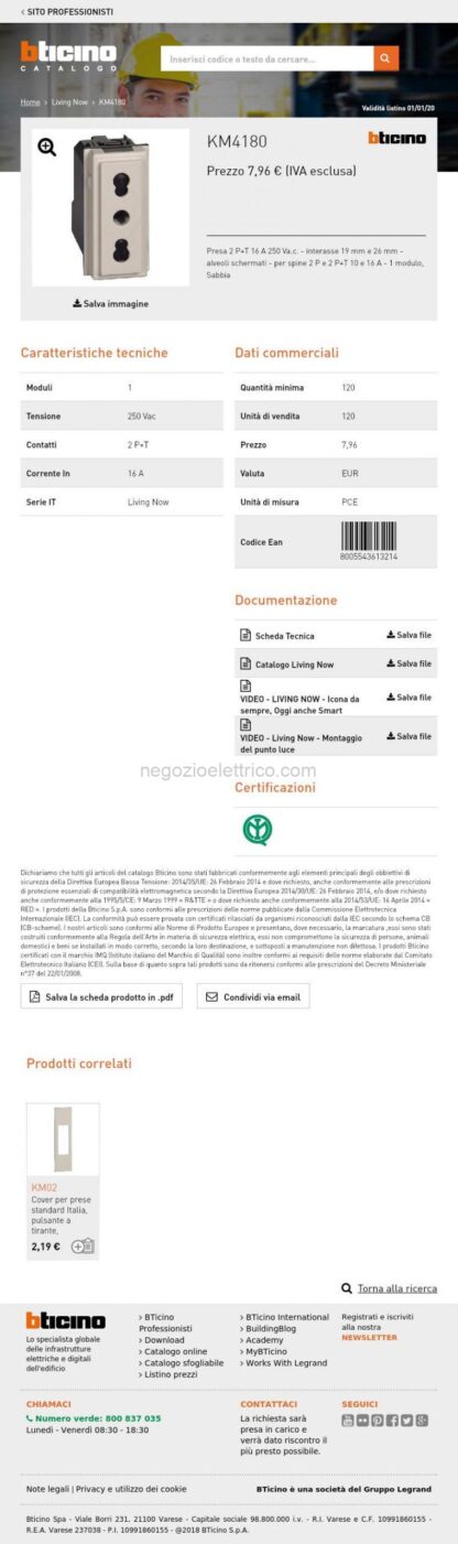 BTIKM4180 L.NOW - presa 2P+T 10/16A 250Vac bipas. S - immagine 3