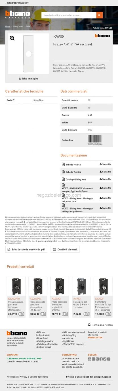 BTIKW08 L.NOW - cover presa TV 1M bianco - immagine 3