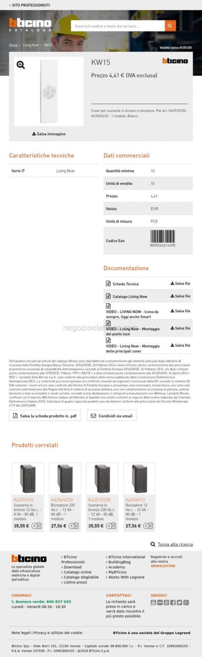 BTIKW15 L.NOW - cover suoneria/ronzatore 1M bianco - immagine 3