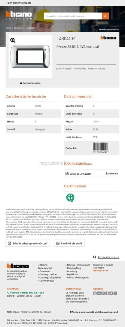 BTIL4804CR living int - placca 4 posti cromo lucido - immagine 3
