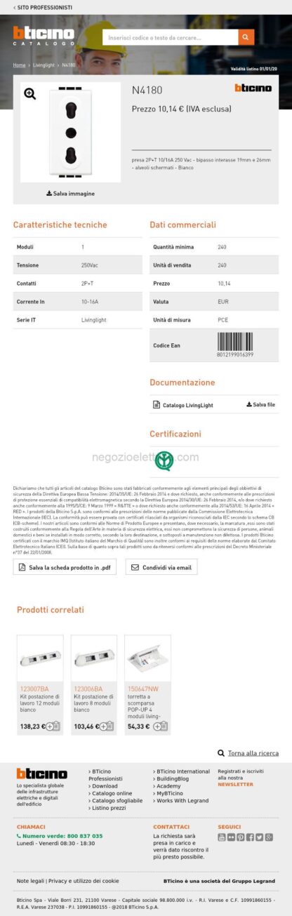 BTIN4180 light - presa 2P+T 10/16A 250Vac bipasso - immagine 4