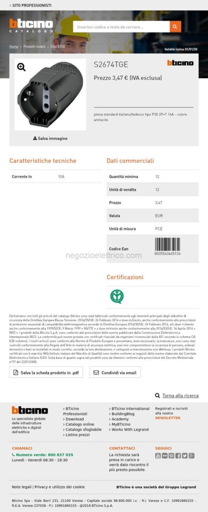 BTIS2674TGE Presa volante tipo P30 2P+T grigia - immagine 4