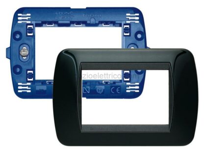 BTISL4803NRS kit - placca/supporto living int 3P nera - immagine 2