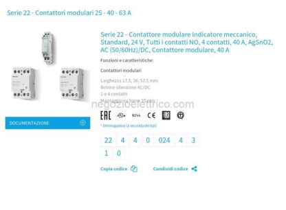 FIN224400244310 contattore 40a 4 contatti 52mm 24v - immagine 2