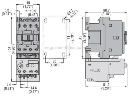 LOVBF2510A024 contattore tripolare, corrente di impiego ie (ac3) = 25a, bobina in ac 50/60hz, 24vac, 1na ausiliari - immagine 2