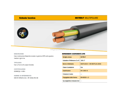 CAH073G1.5 Cavo H07RN-F 3G1,5mmq