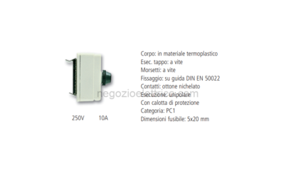 IW0900311 Portafusibile da quadro guida din per fusibili in vetro 5x20