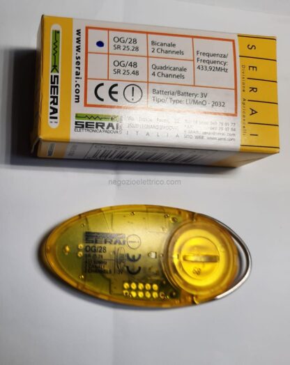 SER25.28 Radiocomando 2 tasti Serai OG/28 433,92MHz colore giallo - immagine 2